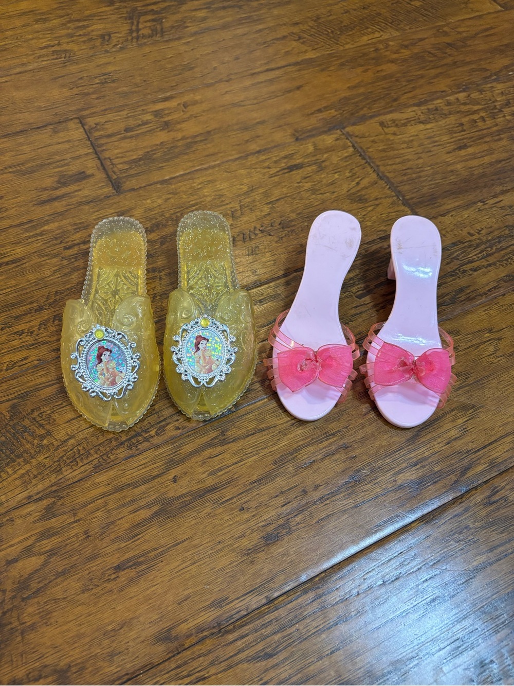 Yellow Disney Princess Jelly Slide Sandals and Pink Slip-Ons